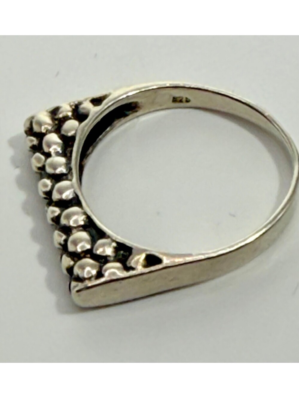 Sterling Silver Flat-Top Bar Ring with Braided Rope Detail, Size 7